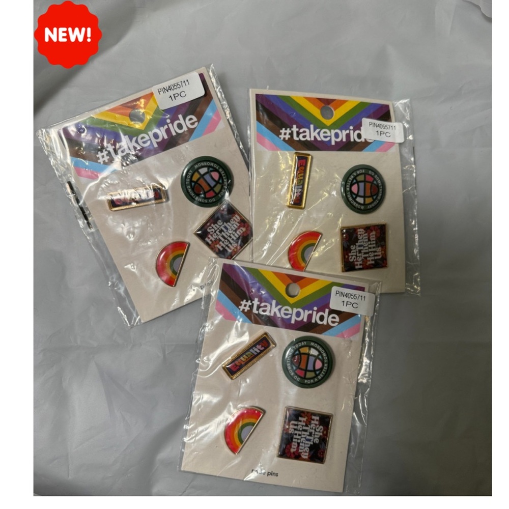 NWT: SET OF 3 PRIDE PINS (3 packs = 12 pins total)